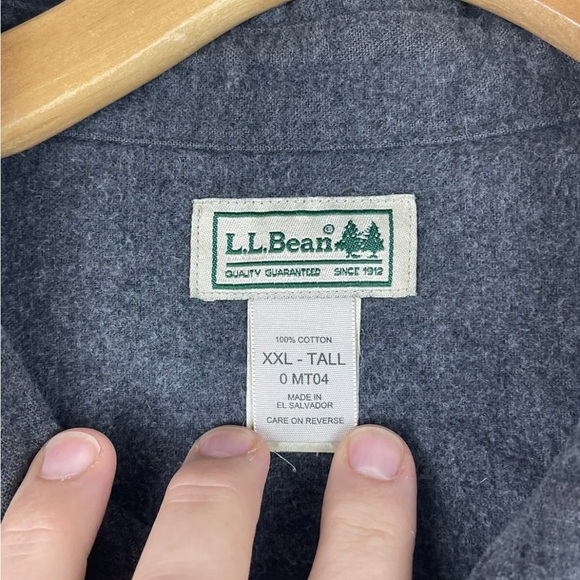 LL BEAN Men's XXL-TALL Gray Heavy Button Cotton Shirt Traditional Fit 0MT04 EUC - Picture 2 of 12